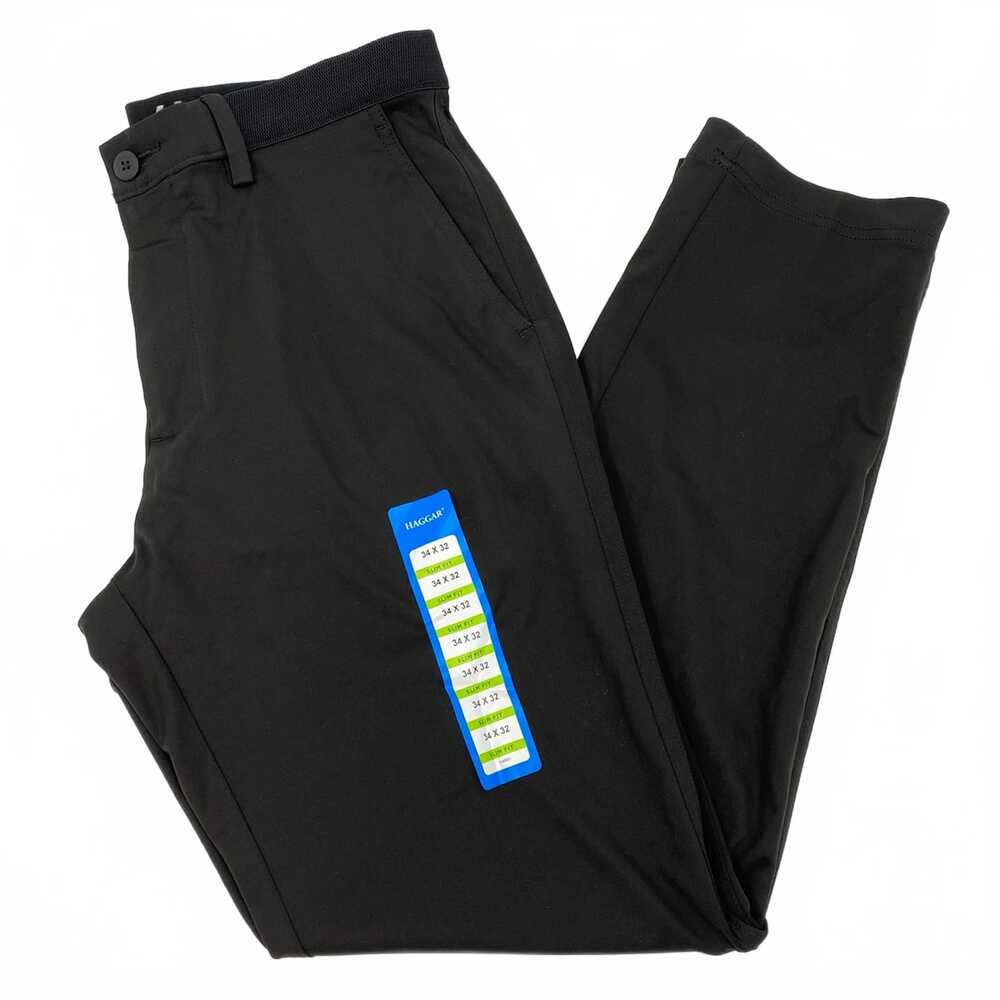 Haggar Black Slim Fit Active Tech Dress Pants | Mens 34